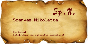 Szarvas Nikoletta névjegykártya